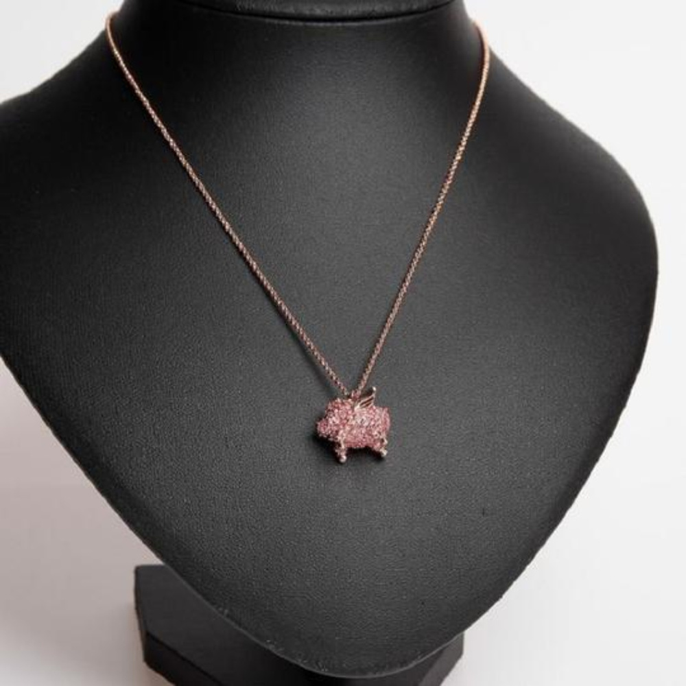 Kate Spade Pave Flying Piglet Necklace - Picture 4 of 4